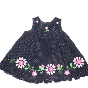Baby Girl Size 12M Embroidered Dress Corduroy Sleeveless Precious Floral Blue